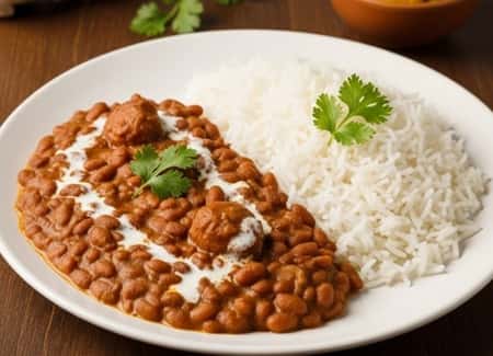 14. Buttered Rajma Chawal with Desi Pickle