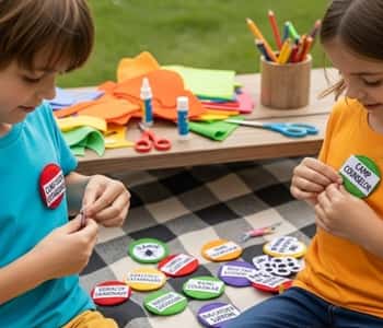 14. DIY Camp Badges with Felt and Safety Pins