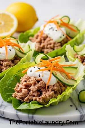 2. Greek Yogurt Tuna Lettuce Wraps