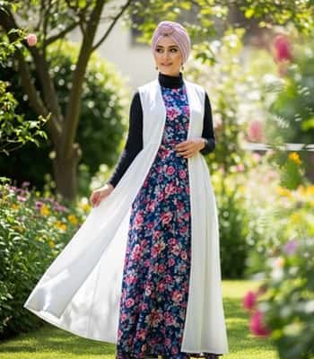 3. Sleeveless Maxi Dress + Long Duster Combo