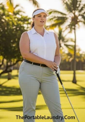 4. Golf Trousers With Built-In Cooling Technology + Button-Up Sleeveless Shirt
