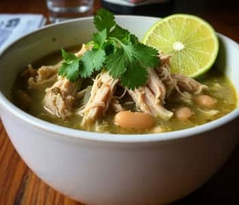 4. Verde Style White Chili with Tomatillo Broth