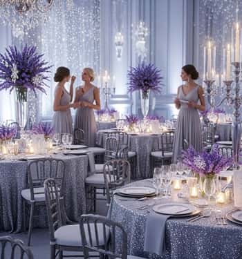 5. Icy Lavender, Soft Gray, and Silver Sparkle