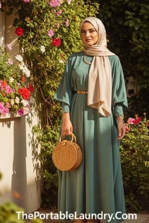 5. Kaftan with Belted Waist + Woven Accessories