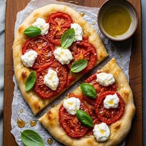 5. Oven-Roasted Tomato Flatbread with Goat Cheese & Basil