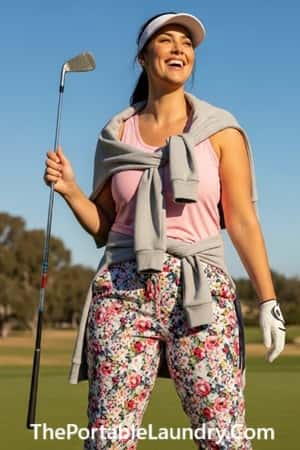 5. Pull-On Printed Golf Pants + Soft Tank + Lightweight Hoodie