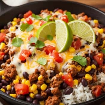 5. Tex-Mex Ground Beef & Rice Skillet