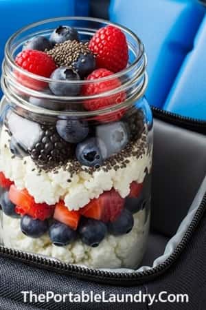 6. Cottage Cheese + Berry Travel Jars