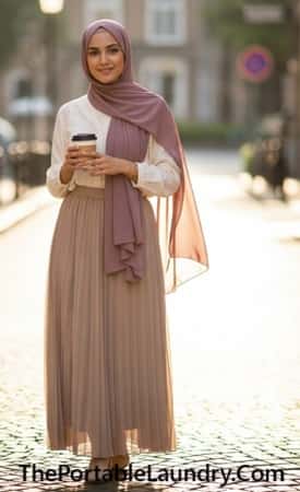 6. Pleated Maxi Skirt + Lightweight Blouse Look