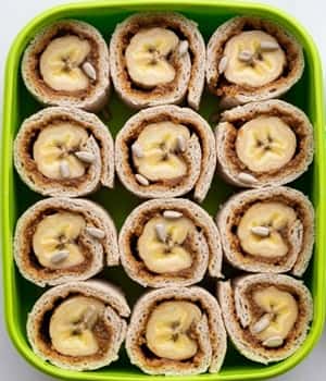 6. Sunflower Seed Butter Banana Roll-Ups