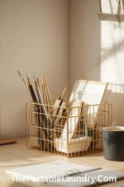 7. Gold Wire Desk Organizer