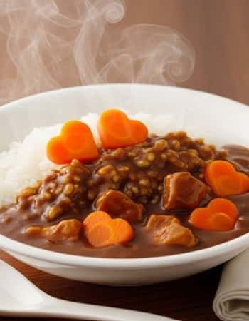 7. Japanese Curry Rice with Carrot Hearts