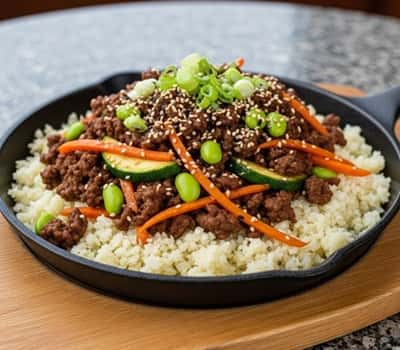 7. One Pan Korean Beef & Veggie Bowl