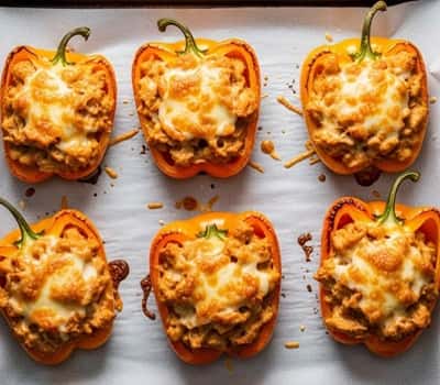 8. Cheesy White Chili Chicken Stuffed Peppers