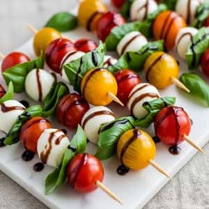 8. Heirloom Tomato Caprese Skewers with Balsamic Glaze