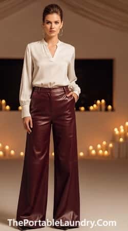 8. Leather Palazzo Pants + Minimalist Silk Blouse (For the Bold Hearts)