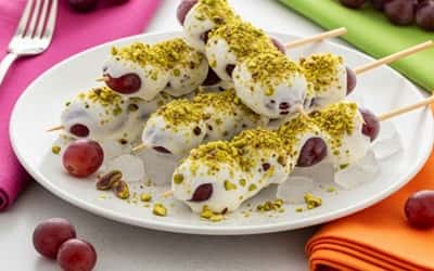 9. Frozen Grape & Yogurt Skewers