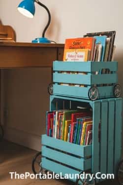 9. Mini Bookshelf from Wooden Crates