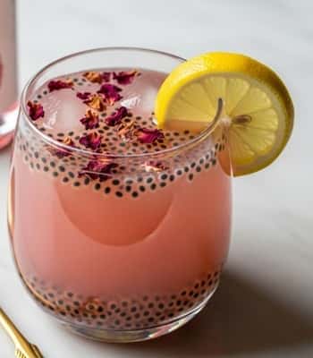 9. Rose Lemonade with Sabja Seeds