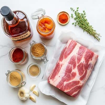 Ingredients needed to make Bourbon Peach Smoked Pork Butts on Pellet Grill