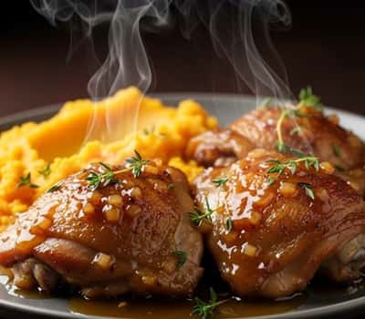 1. Apple Cider Glazed Chicken Thighs