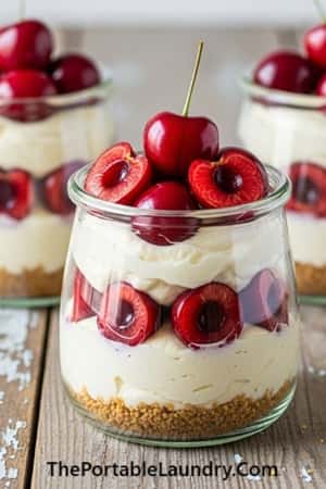 1. No-Bake Fresh Cherry Cheesecake Jars