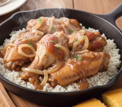 1. Smothered Turkey Wings with Onion Gravy