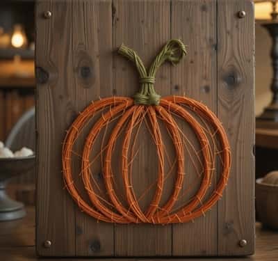 10. Pumpkin String Art on Wood Boards