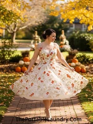 10. Tea-Length With Leafy Embroidery