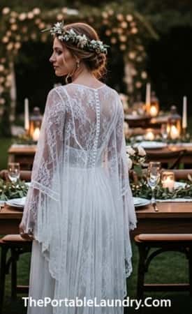 11. Sheer Lace Overlay Dress with Detachable Sleeves