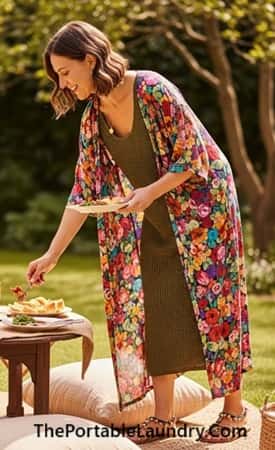 12. Knit Tank Dress + Kimono + Beaded Sandals