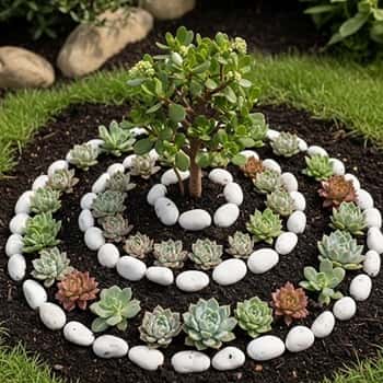 12. White Stone Succulent Spiral Bed