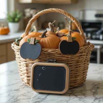 13. Chalkboard Paint Pumpkin Labels