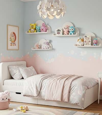 13. Floating Cloud Shelves with Collectibles