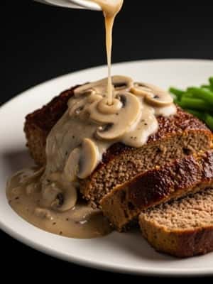 13. Keto Meatloaf with Mushroom Gravy