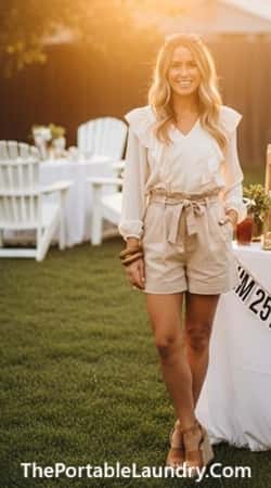 13. Paperbag Shorts + Ruffled Blouse + Wedges
