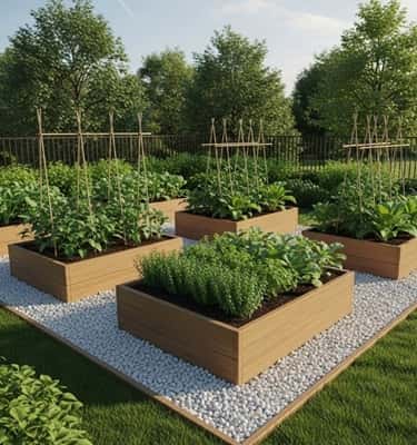 13. White Stone Border for Raised Garden Beds