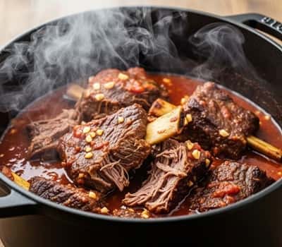 14. Braised Short Ribs in Garlic-Tomato Broth
