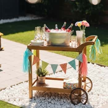 14. Party-Ready White Stone Drink Station