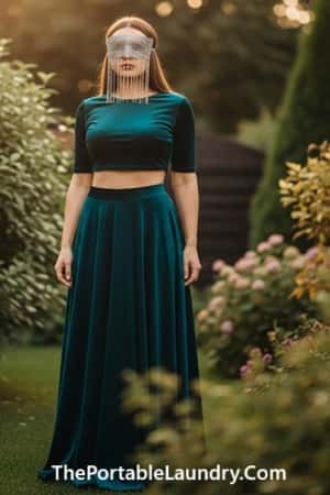 15. Two-Piece Velvet Set with Chain Mask