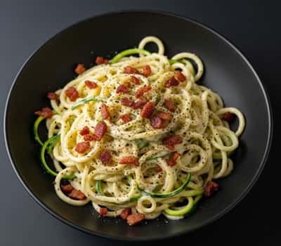 15. Zoodle Carbonara with Crispy Pancetta