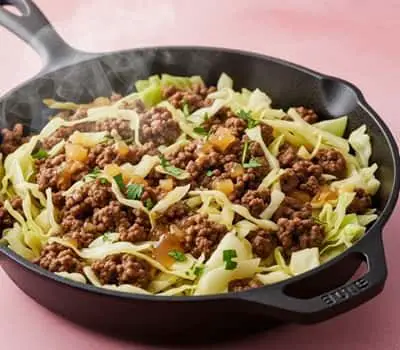2. Beef & Cabbage Skillet with Apple Cider Vinegar Drizzle
