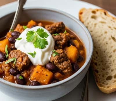 2. Beefy Pumpkin Chili (with Black Beans & Quinoa)