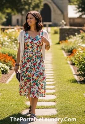 2. Button-Down Sundress with a Cardigan