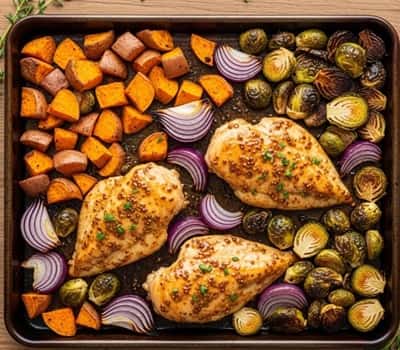 2. Maple-Mustard Sheet Pan Chicken & Veggies