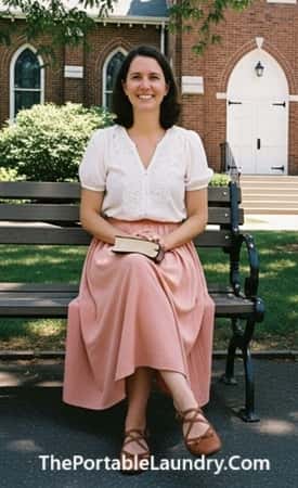 3. High-Waisted Maxi Skirt + Short Sleeve Blouse