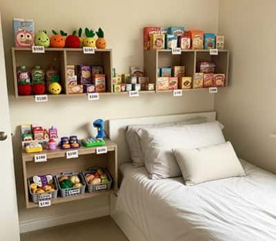 3. Kawaii Grocery Store Shelf Wall