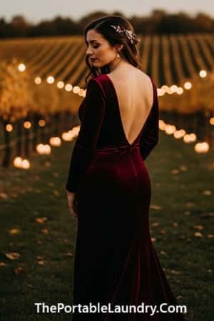 3. Moody Burgundy Velvet With a Plunge