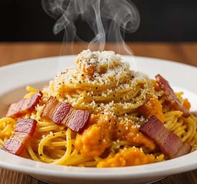 3. Pumpkin Carbonara with Bacon and Black Pepper Heat
