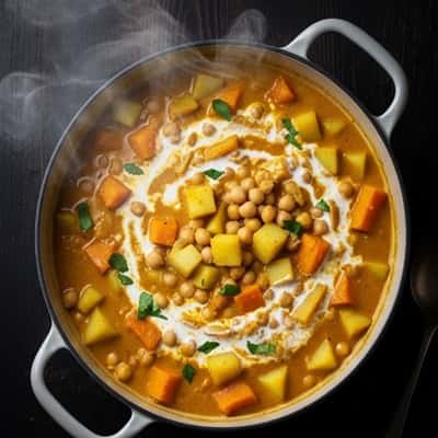 3. Pumpkin Coconut Curry with Chickpeas & Potatoes